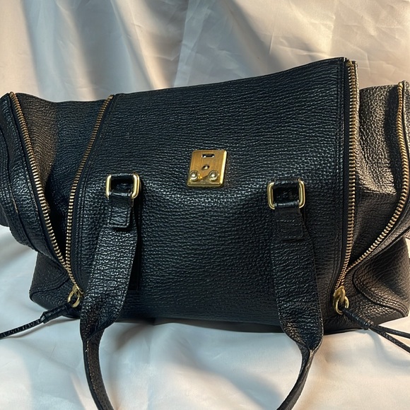 3.1 Phillip Lim Pashli Medium Satchel Black Leather Handbag Crossbdoy Bag ** - Picture 8 of 10